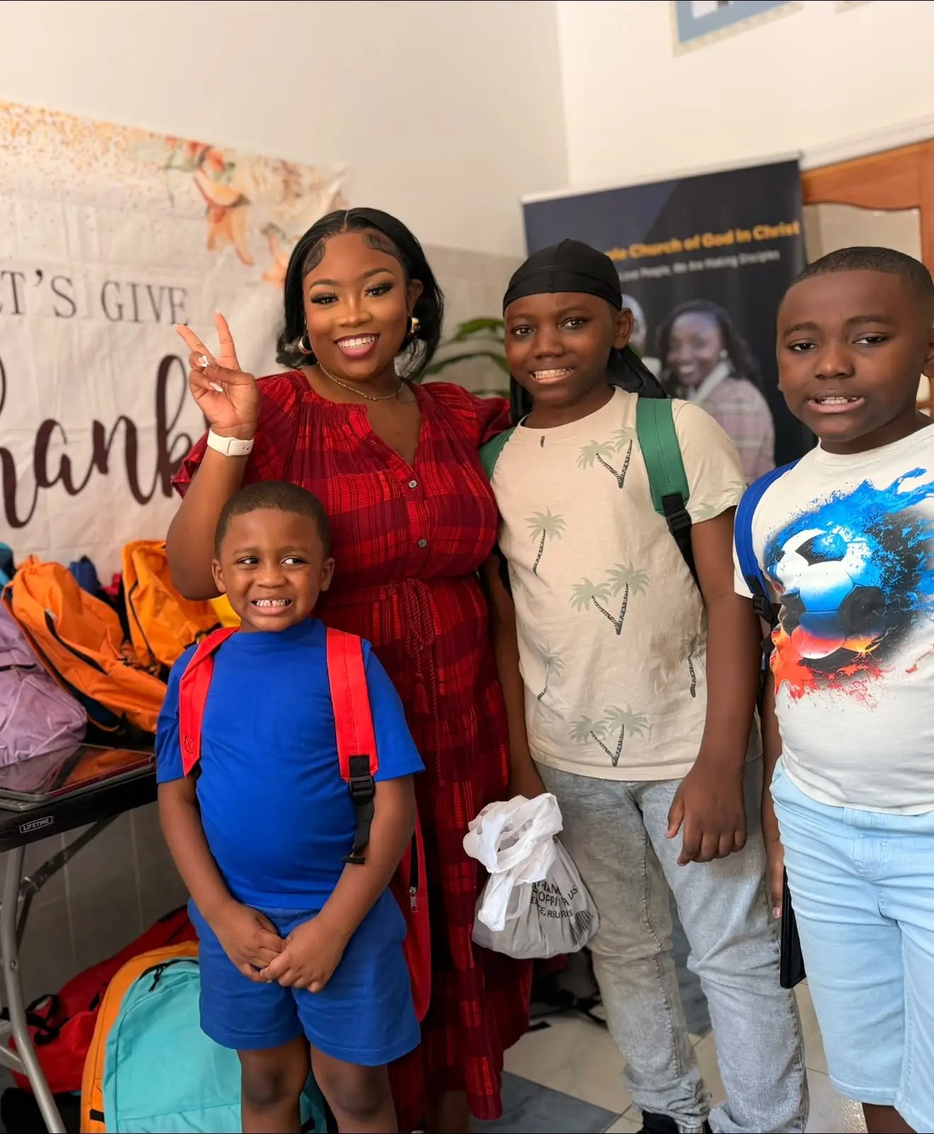 Young people and children at a church event.